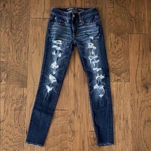 American Eagle dark wash ripped skinny jeans